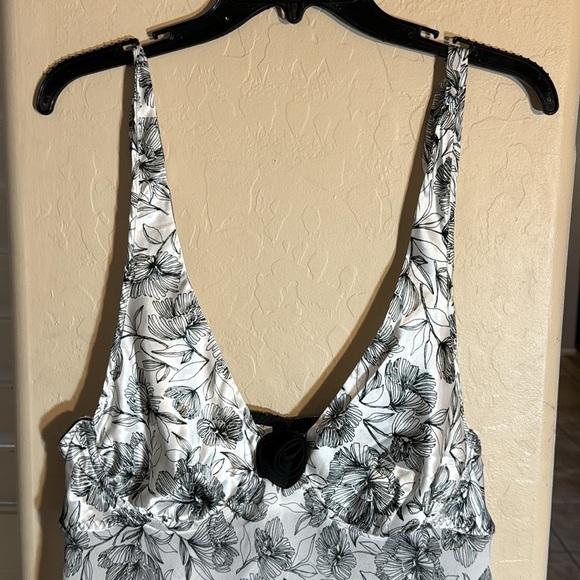 Cinemaetoile - Underwire Seductive Wear Babydoll Cami Sheer blk/wht floral top - Picture 2 of 7